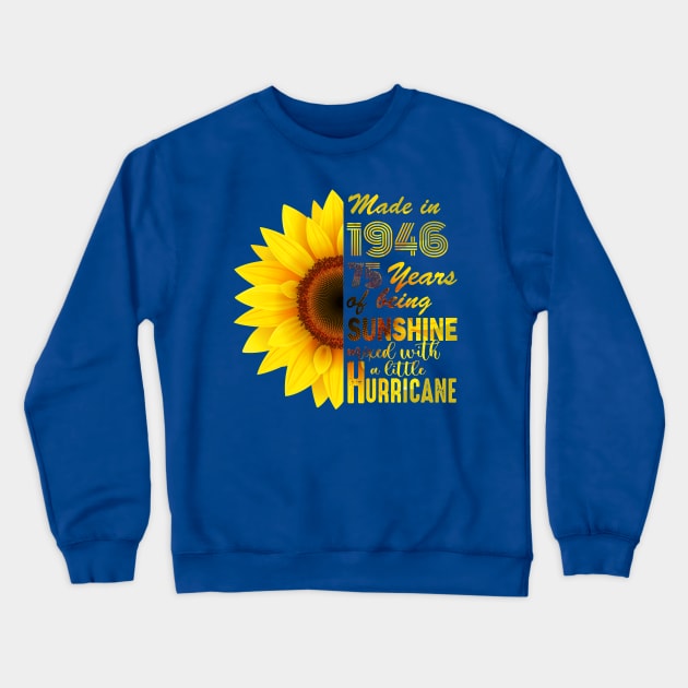 Vintage 1946 Sunflower 75th Birthday Awesome Gift Crewneck Sweatshirt by Salt88